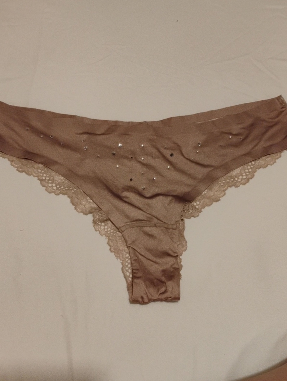 H&M Tan Rhinestone Lace-Trim Bikini Panty